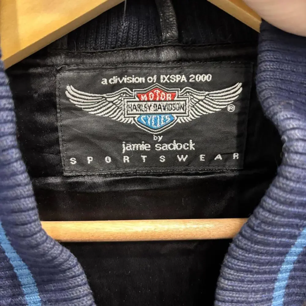 Vintage Harley-Davidson Leather Sleeve Varsity Jacket - Picture 3 of 5